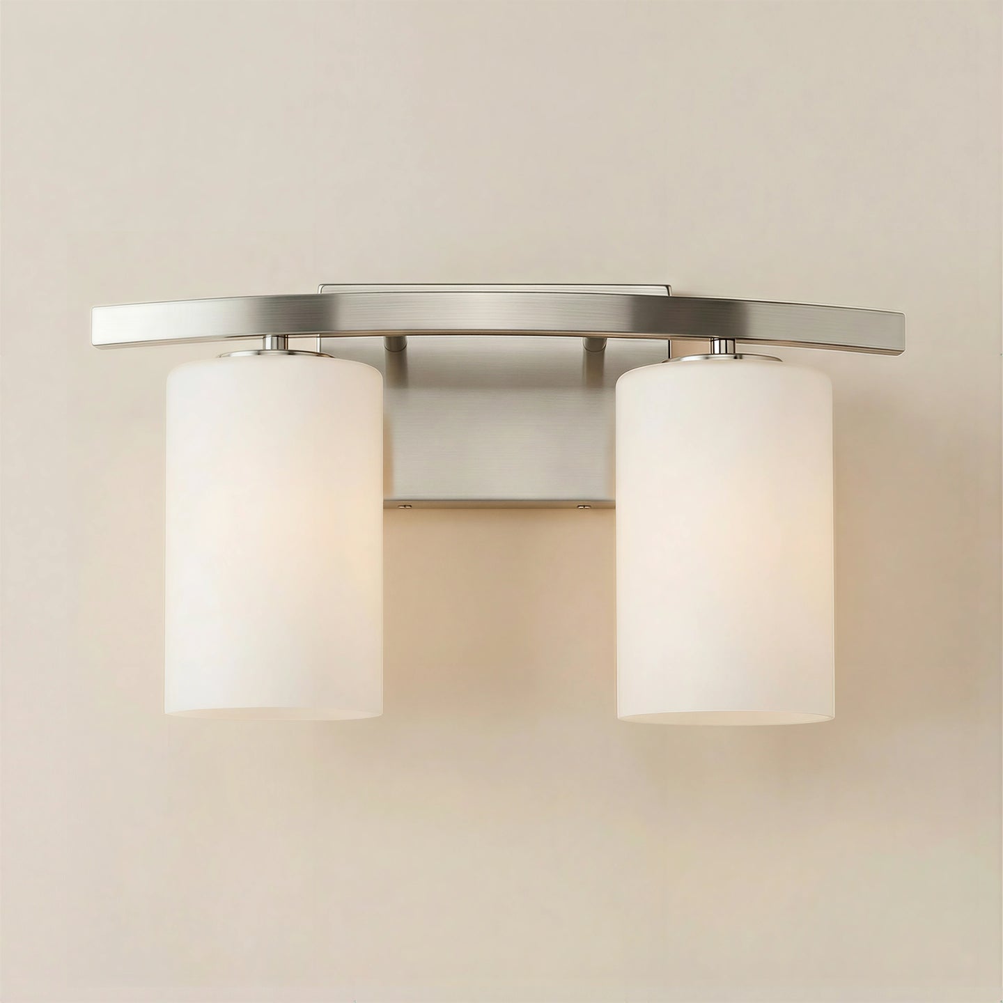 Talos frosted glass 3-light bathroom vanity light in a bathroom setting