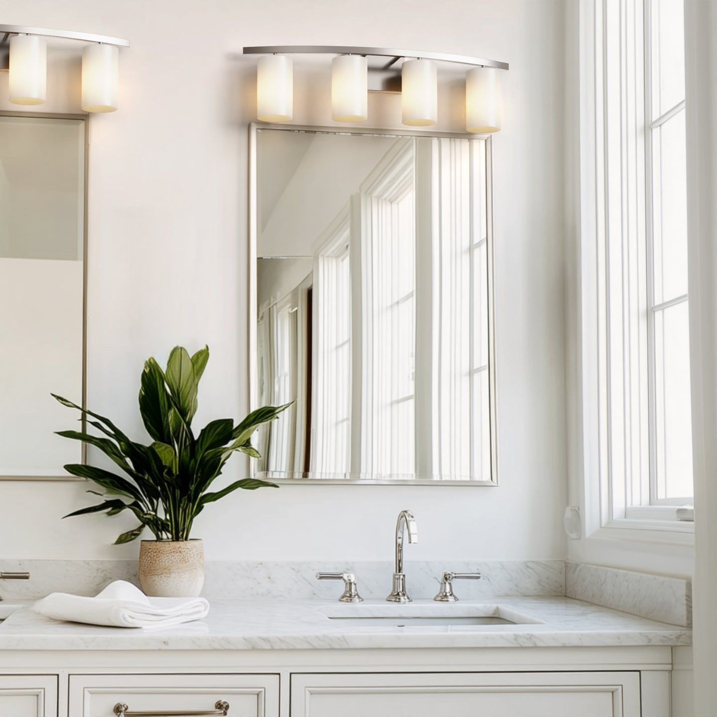 Talos 4-light bathroom vanity light for a larger bathroom