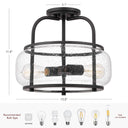 Elisha 2-Light Semi Flush Mount Ceiling Light