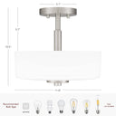 Abra 2-Light Semi Flush Mount Ceiling Light