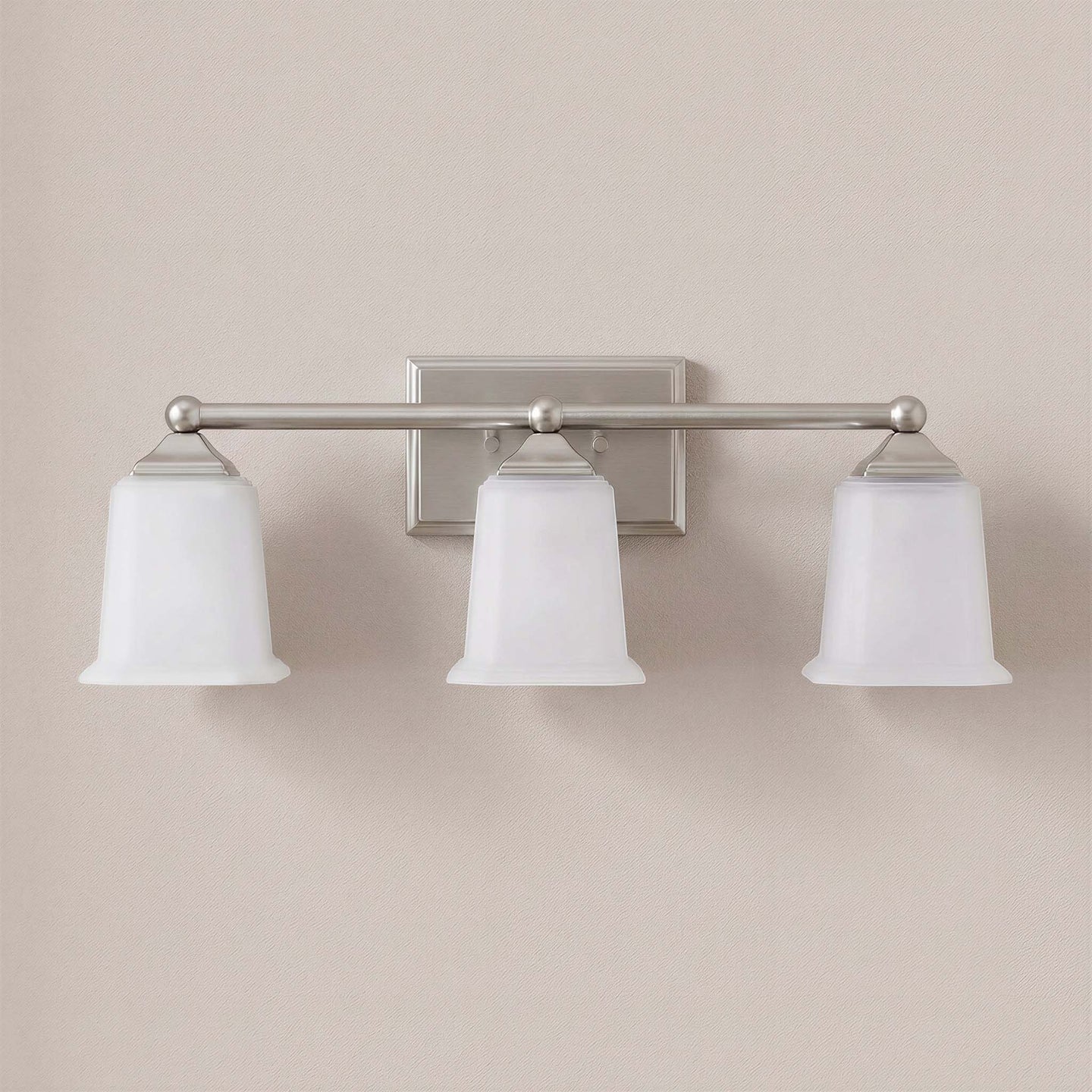 Brushed nickel Nox 3-light bathroom vanity light unlit