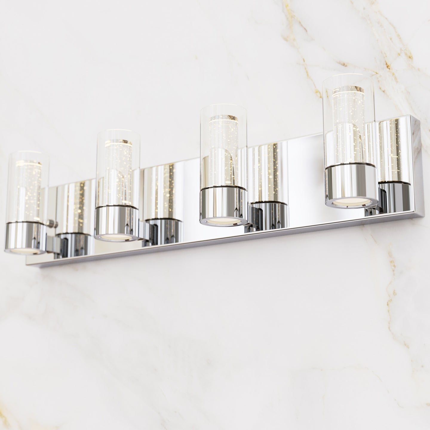 Chrome Alice 4-light LED bathroom vanity light close-up